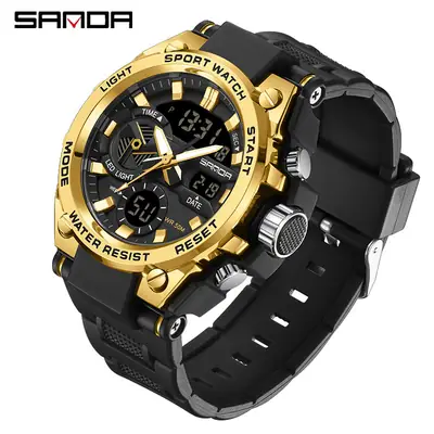 Sanda Black Red Water Resistant Electronic Watch