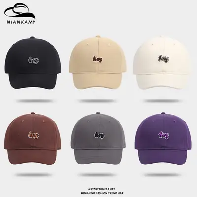 Korean Style Embroidered Black Cap for Men