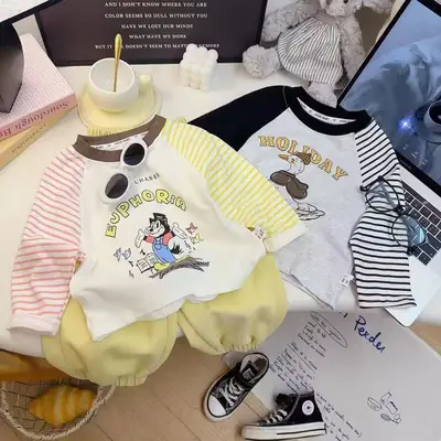 Children Cotton Long Sleeve T-Shirt Spring Autumn Mid Big