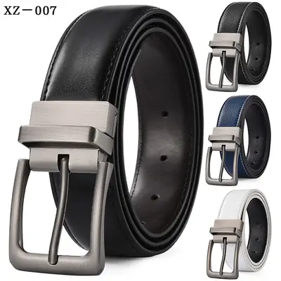 Men's Brown Leather Belt with Silver Pin Buckle