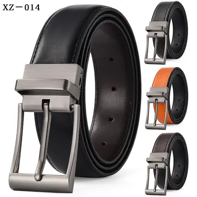 Men's Black Leather Belt with Silver Buckle