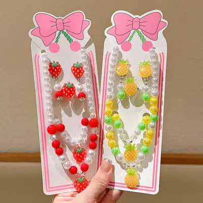 Fruit Pearl Necklace Set for Girls Princess Style
