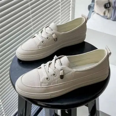 Women's White Platform Casual Sneakers Two Wear