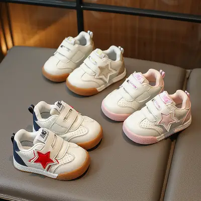 Baby Sneakers White Blue Star Toddler Shoes