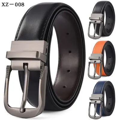 Men's Brown Leather Belt with Silver Pin Buckle
