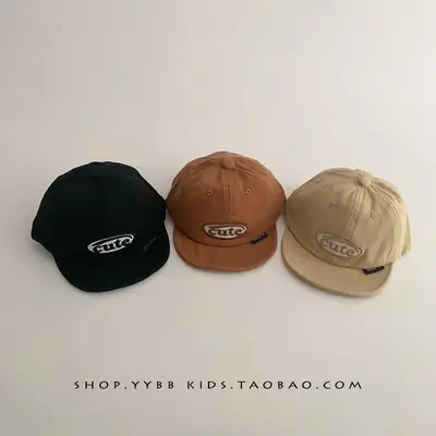 Red Korean Letter Baby Cap for Boys Girls Spring Autumn Sunscreen Cap Small Month Age