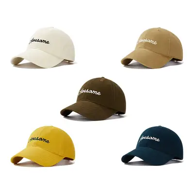 Men's Yellow Embroidered Baseball Cap with Wide Brim