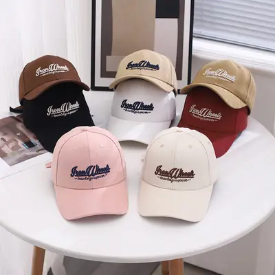 Korean Sun Hat for Men Beige Embroidered Cap