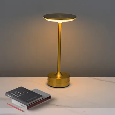 Touch Lamp with Flying Saucer Design Gold Metal