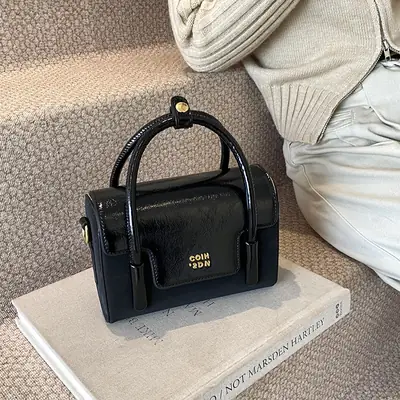2025 Women's Black Leather Shoulder Crossbody Bag