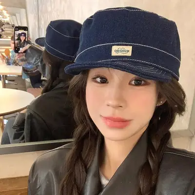 Japanese Style Women Blue Baseball Cap Flat Cap Clothing Accessories