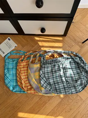 5-Piece Plaid Cloth Tote Bag Set Large Capacity Casual Shoulder Tote