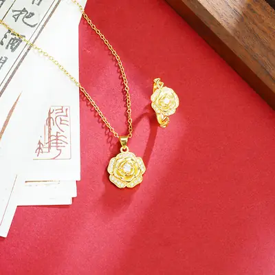Vietnam Gold Rose Necklace for Women