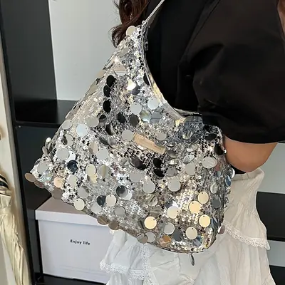 2024 Sequin Tote Bag Women One Shoulder Casual Wear