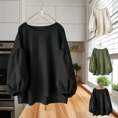 Beige Loose Sleeve Puff Sleeve Shirt