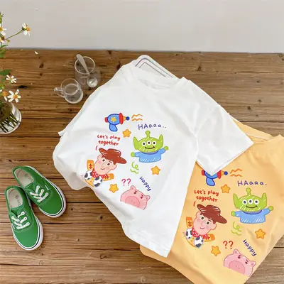 Children Cotton Cartoon T-Shirt White Short Sleeve Baby Boys 2025