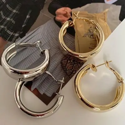 S925 Gold Hoop Earrings Minimalist Personalized Big Earrings