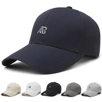 Men's Black Baseball Cap with Silver Buckle & Letter Embroidery