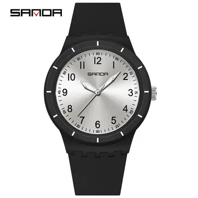 Sanda Black Silicone Analog Watch with Luminous Dial