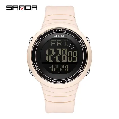 Sanda Digital Alarm Watch Black Large Dial Waterproof Sports Wear