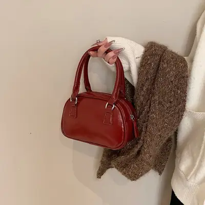 Retro Red Korean Pillow Bag for Women