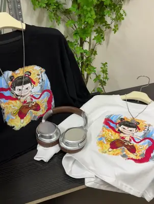 Boys Cartoon Print White Crewneck T-Shirt