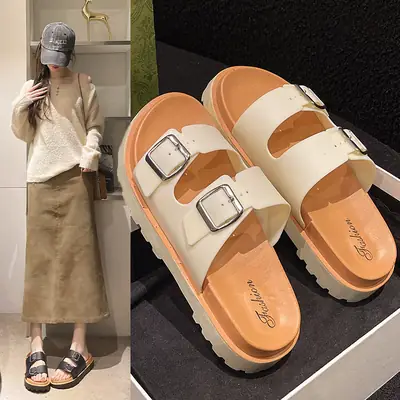 Women's 2025 Thick Sandals with Buckle Strap
