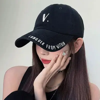 Korean Style Baseball Hat with Wide Brim & Sunshade Cap