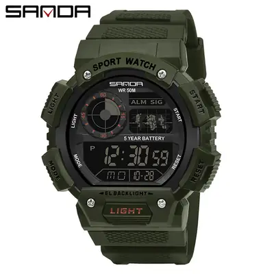 Sanda Sport Watch Black Gold Digital Display Waterproof
