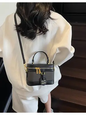 Black Crossbody Bag with Gold Latches for Women