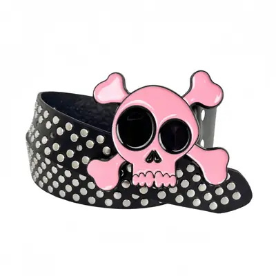 Gothic Skull Rivet Belt for Men Black White