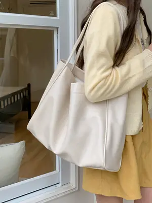 White Korean Style Large Tote Bag for Women