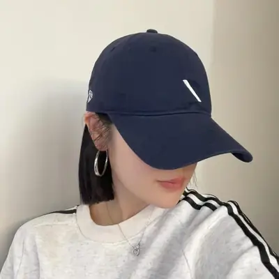 Cream Embroidered Baseball Cap with Wide Brim