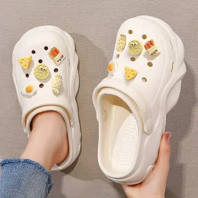Women's White EVA Platform Sandals with Cheese Design