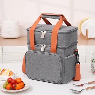 Double Layer Insulated Lunch Bag Oxford Cloth Portable Bag