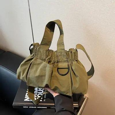 New Women's Olive Green Bucket Bag with Crossbody Strap