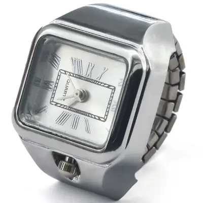 Square Watch with Roman Numeral Alloy Silver Shell