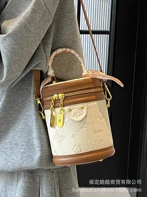 Women's New Style Mini Crossbody Bag Brown Beige Gold Accents