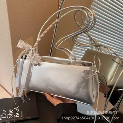 Silver One-shoulder Handbag for Women