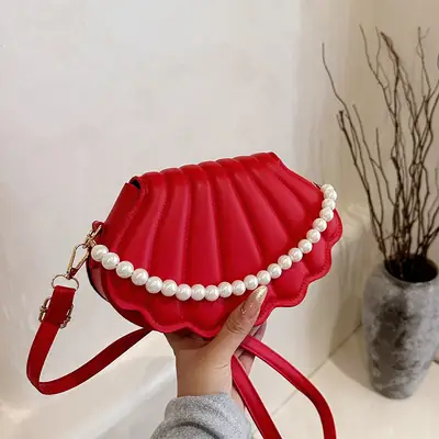 Red Pearl Crossbody Bag for Women Spring 2025