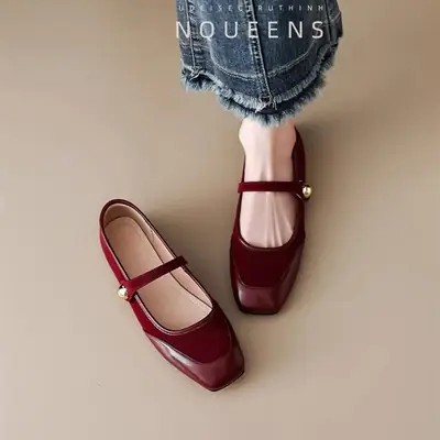 Women's Elegant Red Mary Jane Flat Shoes 2025
