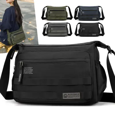 New Men's Water-Repellent Shoulder Bag Black
