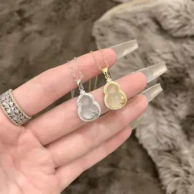 Gold Chalcedony Gourd Necklace for Women