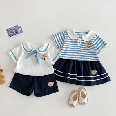 Girls Striped 2-Piece Summer Outfit Set