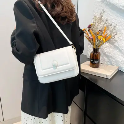 White PU Crossbody Bag for Women Minimalistic 2025