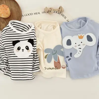 Baby Long Sleeve T-shirt Light Blue Elephant Print