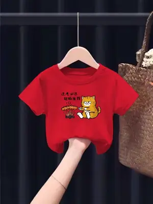 Pink Cartoon Cat Baby T-Shirt Small Medium