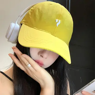 Women Yellow Baseball Cap Wide Brim Peaked Cap
