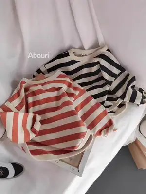 Korean Striped Long Sleeve T-Shirt for Boys Girls