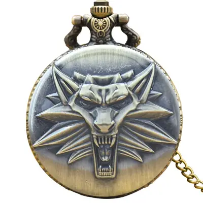 Retro Roaring Lion Pocket Watch with Chain